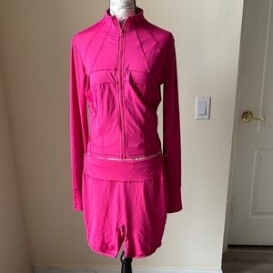Vibrant Pink Athletic Jacket and shorts Set size L.